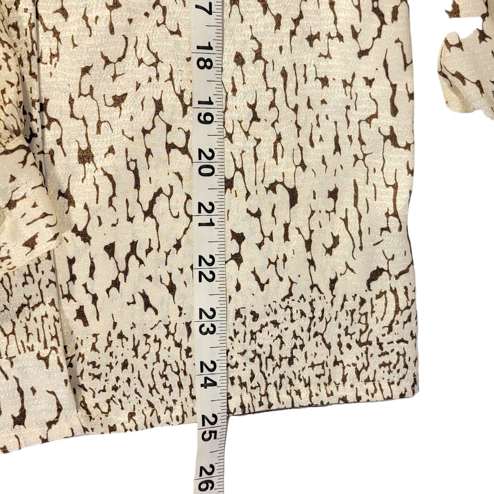 Tan Jay Vintage 80's Animal Print Inspired All Over Print Silky Feel Blouse  8 - Picture 13 of 14